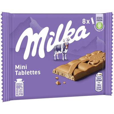 Milka Mini Tablettes de Chocolat au Lait, 8x25g