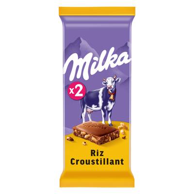 Milka Chocolat Lait au Riz croustillant, 2x100g