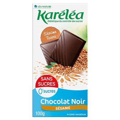 Karéléa Chocolat noir au sésame sans sucres, 100g