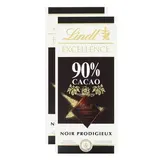 Lindt Chocolat Noir Excellence 90% Cacao, Lot de 2x100g