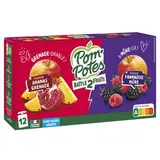 Pom Potes Gourdes pomme ananas grenade et pomme framboise mûre sans sucres ajoutés, 12 gourdes de 90g