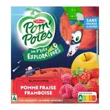 Pom Potes Gourdes pomme fraise framboise sans sucres ajoutés, 4 gourdes de 90g