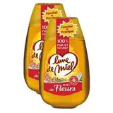 Lune de Miel Miel de fleurs flacon doseur, Lot de 2x500g