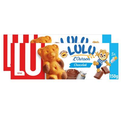 Lu Gâteaux fourrés au chocolat Lulu l' ursons Lulu, Lot de 2x5 gâteaux - 150g