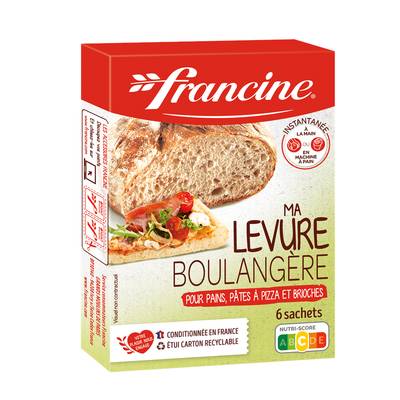Francine Levure boulangère pour pains, pâte à pizza, brioche, 6x5g