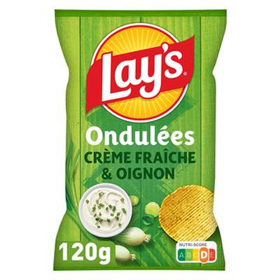 Lay's Chips ondulées saveur crème fraîche et oignon, 120g