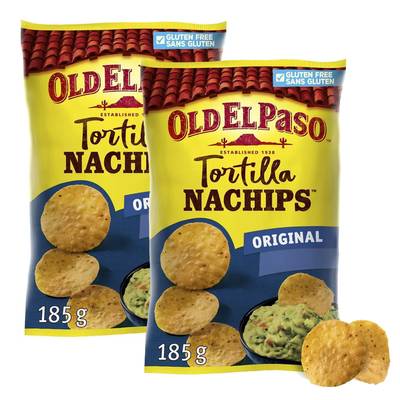 Old el Paso Chips Tortilla Crunchy nachips original, Lot de 2x185g
