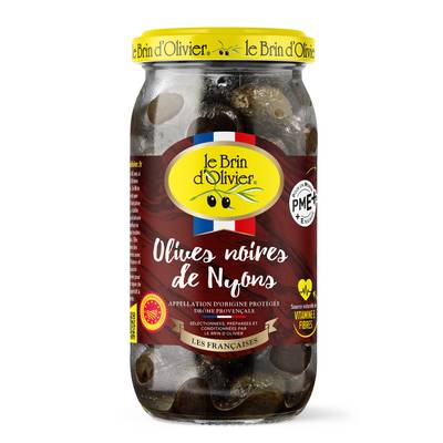 Le Brin d'Olivier Olives Noires de Nyons AOP en bocal, 230g