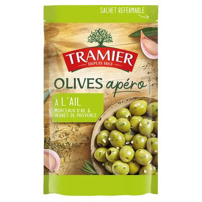 Tramier Olives apéro à l'ail en sachet, 150g