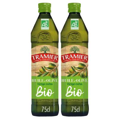 Tramier Huile d'olive vierge extra bio, Lot de 2x75cl