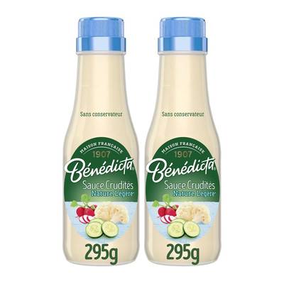 Bénédicta Sauce crudités nature légère en flacon souple, Lot de 2x295g