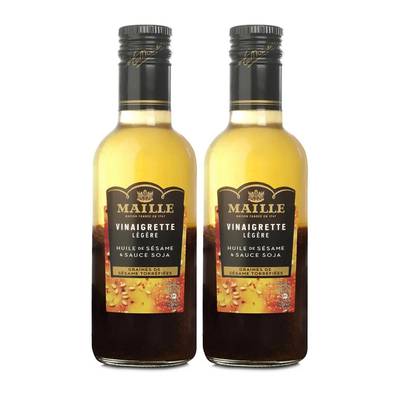 Maille Vinaigrette Légère Huile de Sésame & Sauce Soja en bouteille, Lot de 2x36cl