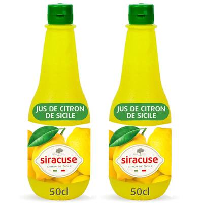 Siracuse Jus de Citron Jaune de Sicile, Lot de 2x50cl