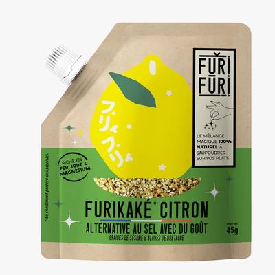 Furifuri Furikaké Citron - Alternative au Sel - Condiment Graines de Sésame et Algues, 45g