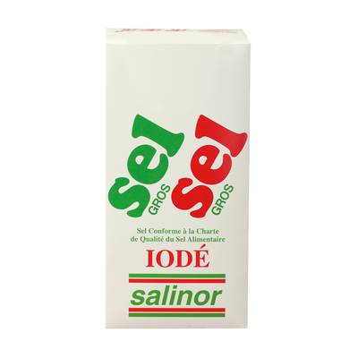 Salinor Gros sel iodé étui carton, 1kg