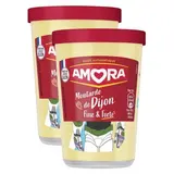 Amora Moutarde de Dijon Fine et Forte en verrine, Lot de 2x185g