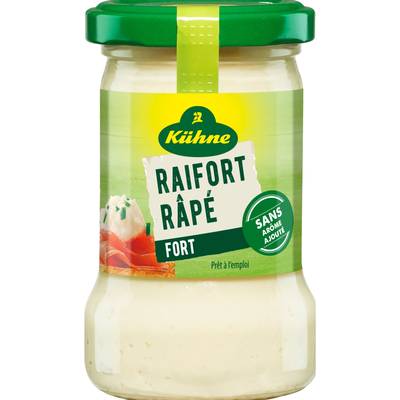 Kühne Raifort râpé fort en bocal, 140g