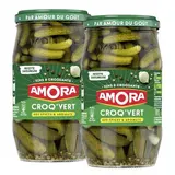 Amora Cornichons fins Croq'Vert épices et aromates, Lot de 2x540g