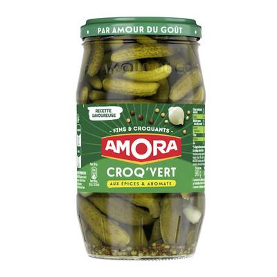 Amora Cornichons fins Croq'Vert épices et aromates, 540g