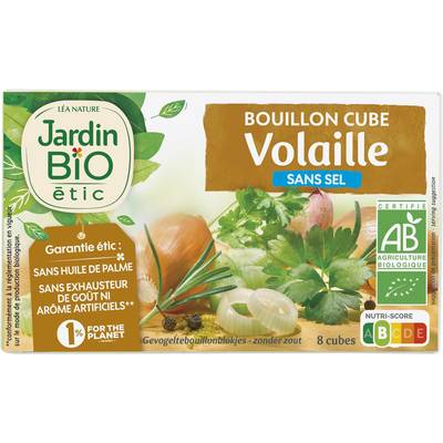 Jardin Bio Etic Bouillon Cube Volaille sans sel Bio, 8x9g