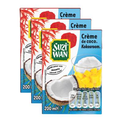 Suzi Wan Crème de coco, Lot de 3x20cl