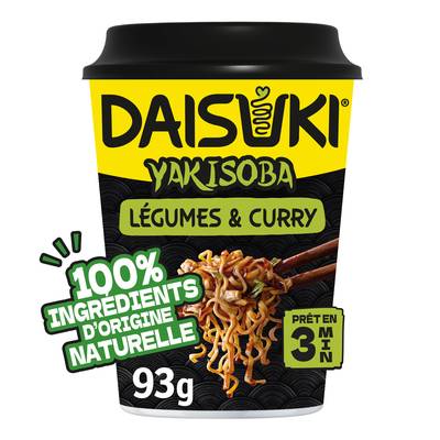 Daisuki Nouilles instantanées Saveur Curry et Légumes Yakisoba en cup, 93g