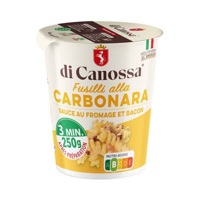 Di Canossa Fusilli Sauce Carbonara Fromage et Bacon en cup - Fusilli alla Carbonara en cup, 70g