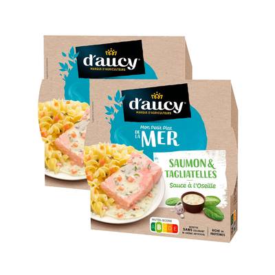 D'aucy Filets de saumon et tagliatelles en barquette individuelle micro-ondable, Lot de 2x300g