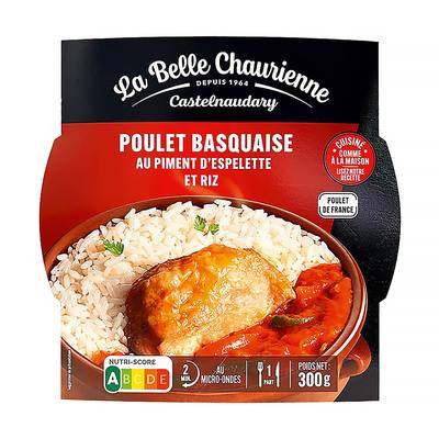 La Belle Chaurienne Poulet Basquaise au piment d'Espelette et son riz en barquette individuelle micro-ondable, 300g