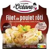La Cuisine d'Océane Filet de poulet rôti gratin pommes de terre et chou fleur en barquette individuelle micro-ondable, 300g