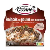 La Cuisine d'Océane Emincés de poulet à la moutarde et duo de lentilles cuisinées en barquette individuelle micro-ondable, 300g