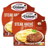 La Cuisine d'Océane Steak haché charolais et purée à l'emmental en barquette individuelle micro-ondable, Lot de 2x300g