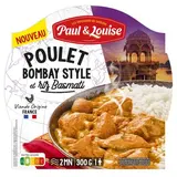 Paul & Louise Poulet Bombay Style et son riz Basmati en barquette individuelle micro-ondable, 300g