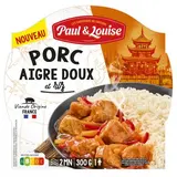 Paul & Louise Porc Sauce Aigre Douce et Riz en barquette individuelle micro-ondable, 300g