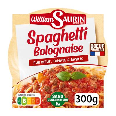 William Saurin Spaghetti Bolognaise en barquette individuelle micro-ondable, 300g