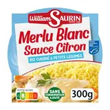 William Saurin Merlu Blanc Sauce Citron Riz et Légumes Cuisinés en barquette individuelle micro-ondable, 320g