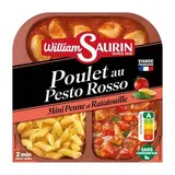William Saurin - Mon Trio Gourmand Poulet au Pesto Rosso, Mini Penne et Ratatouille en barquette individuelle micro-ondable, 320g