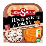 William Saurin - Mon Trio Gourmand Blanquette de Volaille, Duo de Riz et Purée de Carottes en barquette individuelle micro-ondable, 320g