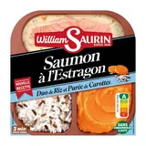 William Saurin - Mon Trio Gourmand Saumon à l'Estragon, Duo de Riz et Purée de Carottes en barquette individuelle micro-ondable, 320g
