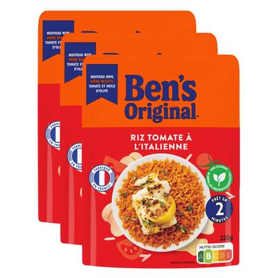 Ben's Original Riz Tomate à l'Italienne en sachet micro-ondable, Lot de 3x220g