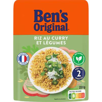 Ben's Original Riz Curry et Légumes en sachet micro-ondable, 220g