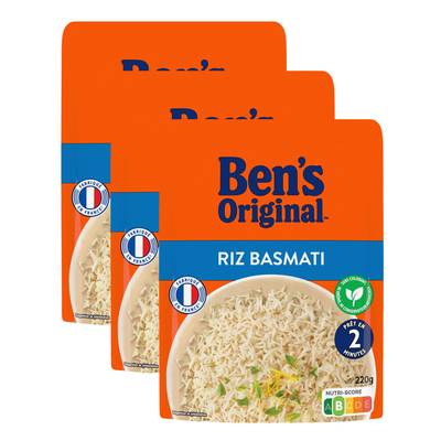Ben's Original Riz Basmati en sachet micro-ondable, Lot de 3x220g