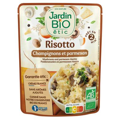 Jardin Bio Etic Risotto Champignons Parmesan Bio en sachet micro-ondable, 220g