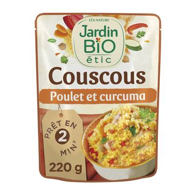 Jardin Bio Etic Couscous Poulet Curcuma Bio en sachet micro-ondable, 220g