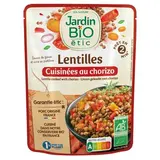 Jardin Bio Etic Lentilles cuisinées au Chorizo Bio en sachet micro-ondable, 250g