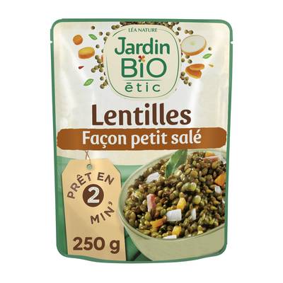 Jardin Bio Etic Lentilles Façon petit salé Bio en sachet micro-ondable, 250g