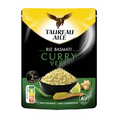 Taureau Ailé Riz Basmati au Curry Vert en sachet micro-ondable, 220g