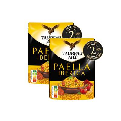 Taureau Ailé Riz Basmati Paëlla Iberica en sachet micro-ondable, Lot de 2x220g