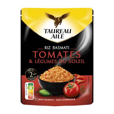 Taureau Ailé Riz Basmati Tomate et Légumes du Soleil en sachet micro-ondable, 220g