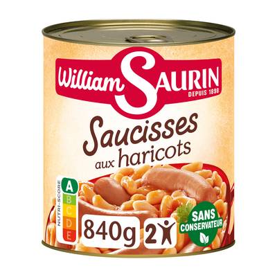 William Saurin Saucisses aux haricots en conserve pour 2, 840g